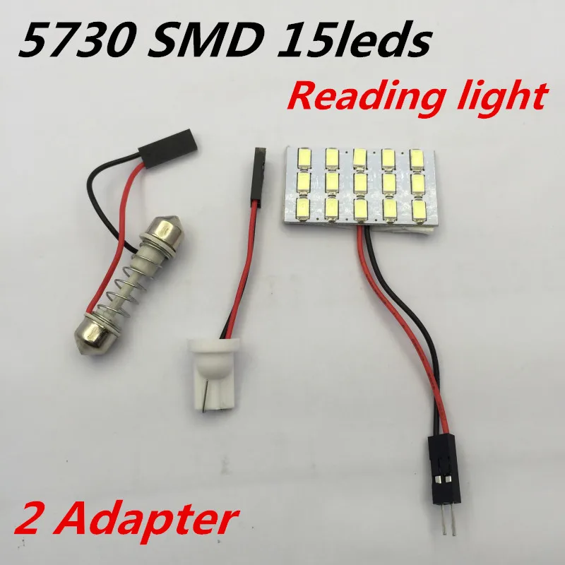 10pcs LED 5730 SMD 15leds Light Panel Board Pure White Car Auto Interior Reading light and 2 Adapter
10pcs LED 5730 SMD 15leds Light Panel Board Pure White Car Auto Interior Reading light and 2 Adapter