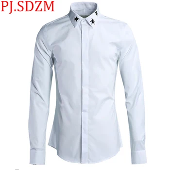 2018 New Handmade Needled Beaded Embroidery Little Bees Men's Shirts Simple Fashion Solid 3 Colors Slim Fit Turn-down Collar
2018 New Handmade Needled Beaded Embroidery Little Bees Men's Shirts Simple Fashion Solid 3 Colors Slim Fit Turn-down Collar