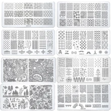 Placas de unhas Carimbar Placas Nail Art Stamping Stencil Manicure Aço Inoxidável Ferramentas Unhas Stamper Estampagem Stencils 3 pcs/(China)