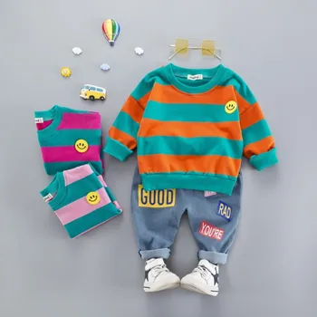 Boys Clothes Suit Autumn 2018 New Fashion Smiley Face Baby Style Cotton Striped Children Girl Clothes Clothes Boys Clothing Set
Boys Clothes Suit Autumn 2018 New Fashion Smiley Face Baby Style Cotton Striped Children Girl Clothes Clothes Boys Clothing Set