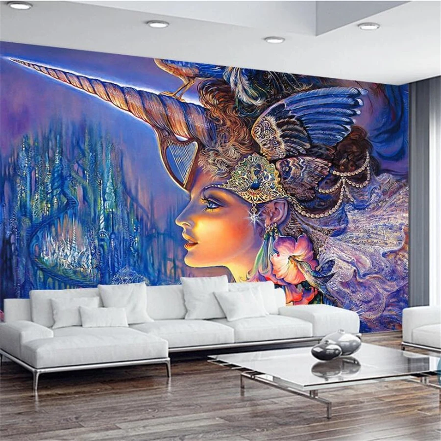 beibehang Custom wallpaper 3d mural unicorn goddess Continental myth magic color fairy hand painted sofa background wall paper
beibehang Custom wallpaper 3d mural unicorn goddess Continental myth magic color fairy hand painted sofa background wall paper