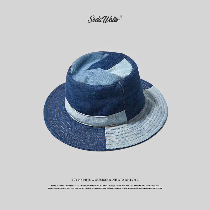 SODA WATER MEN Streetwear Japanese Denim Blue Unisex Bucket Hat Retro Stitching Casual Couple Summer Hat Fisherman Hat 153CI2019
SODA WATER MEN Streetwear Japanese Denim Blue Unisex Bucket Hat Retro Stitching Casual Couple Summer Hat Fisherman Hat 153CI2019