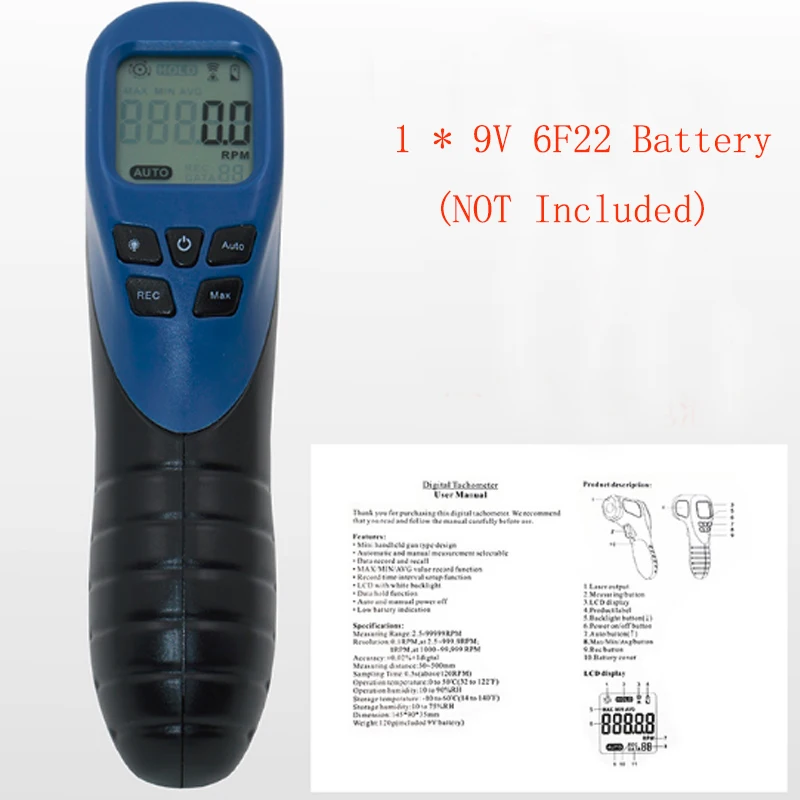 TL-900 Tachometer Laser Digital Tachometer Non-Contact Measuring Range 2.5-99999RPM Motor Fan Line wheels Gear Speed Meter
TL-900 Tachometer Laser Digital Tachometer Non-Contact Measuring Range 2.5-99999RPM Motor Fan Line wheels Gear Speed Meter
