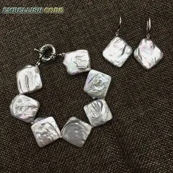 2018 baroque pearl bracelet Bangles hook earring set gray color large size flat block geometric shape real pearls special women
2018 baroque pearl bracelet Bangles hook earring set gray color large size flat block geometric shape real pearls special women
