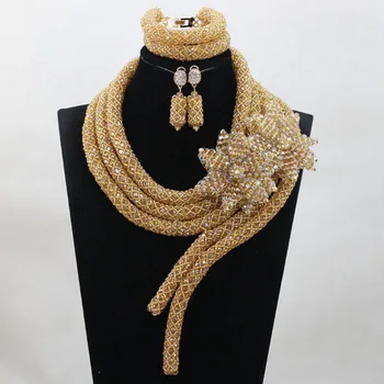 Fashion Champagne Gold Nigerian Wedding Party Beads Jewelry Set Crystal Costume Bridal Jewellery Set ANJ373
Fashion Champagne Gold Nigerian Wedding Party Beads Jewelry Set Crystal Costume Bridal Jewellery Set ANJ373
