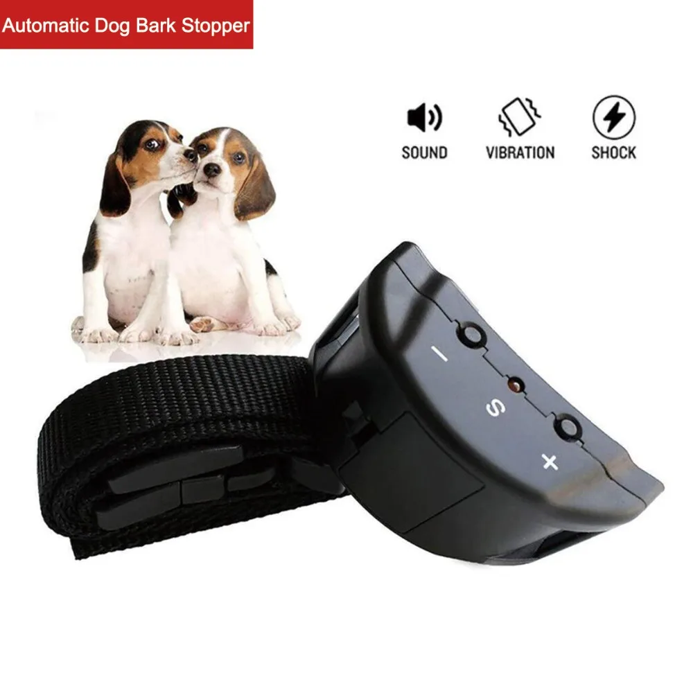 

1pc Automatic Identification Dog Collar Bark Stop Device 1~7 Level Electric Shock\Sound Warning Training Dog Habits