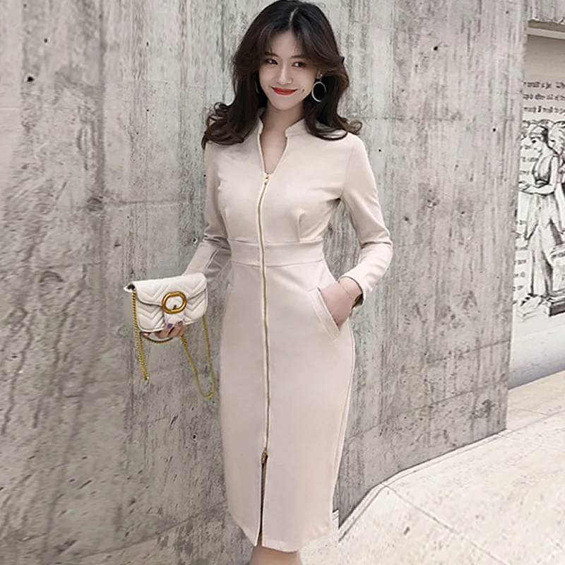 2019 Spring Khaki Pencil Bodycon Women Vestidos Solid Knee-Length Zipper High Waist Brief Sexy Work Dress
2019 Spring Khaki Pencil Bodycon Women Vestidos Solid Knee-Length Zipper High Waist Brief Sexy Work Dress