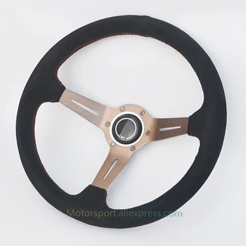 350mm Suede Steering Wheel 14 inch Racing Car Steering Wheel Universal With Titanium Arm Deep Dish 
350mm Suede Steering Wheel 14 inch Racing Car Steering Wheel Universal With Titanium Arm Deep Dish