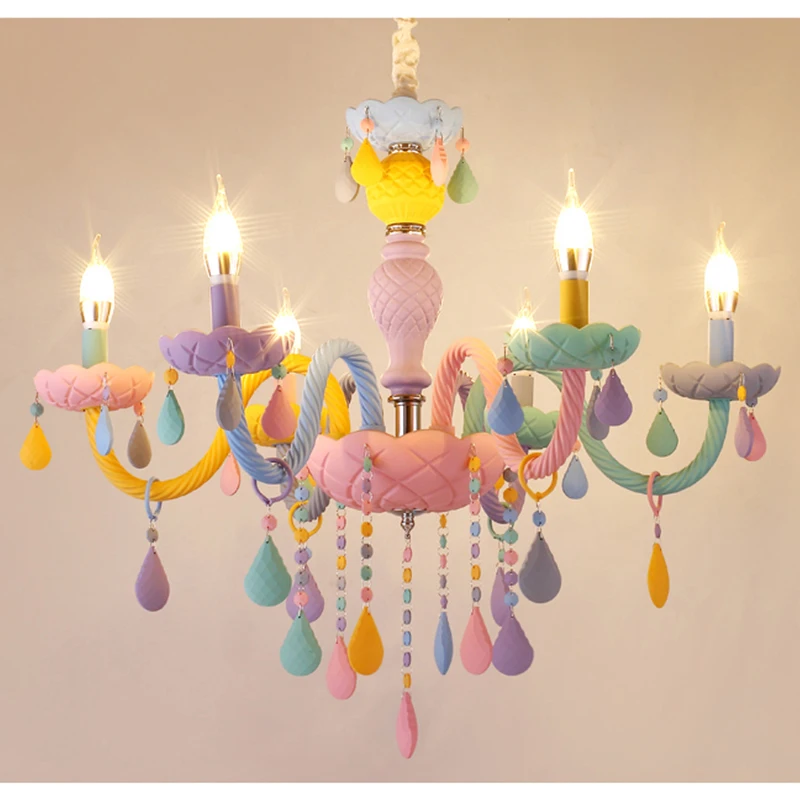 Crystal Chandelier Macaron Color Droplight Children Bedroom Lamp Creative Fantasy Luminaire Stained Glass Lustre MING
Crystal Chandelier Macaron Color Droplight Children Bedroom Lamp Creative Fantasy Luminaire Stained Glass Lustre MING
