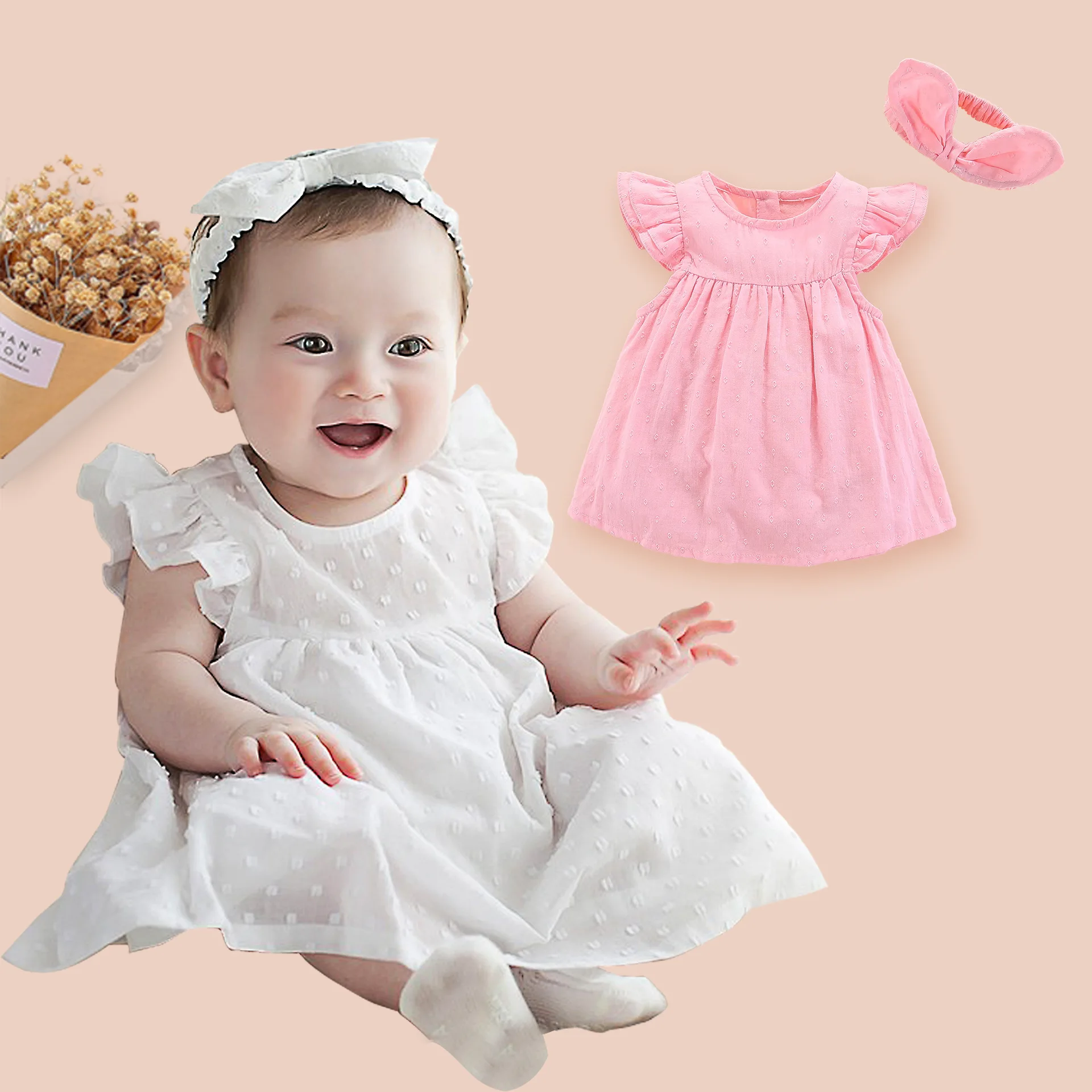 Baby Girl spanish Dress Pants Headband White//Pink Newborn 0-3 months 3-6 months