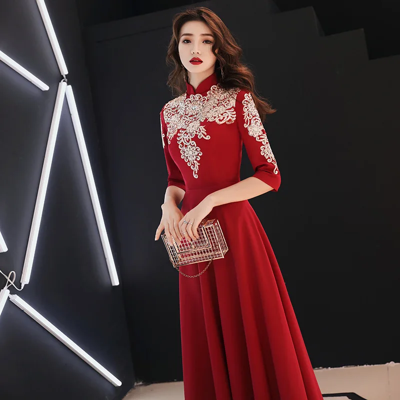 Burgundy Spring Oriental Style Dresses Chinese Bride Vintage Traditional Wedding Cheongsam Dress Long Qipao Plus Size XS-3XL
Burgundy Spring Oriental Style Dresses Chinese Bride Vintage Traditional Wedding Cheongsam Dress Long Qipao Plus Size XS-3XL