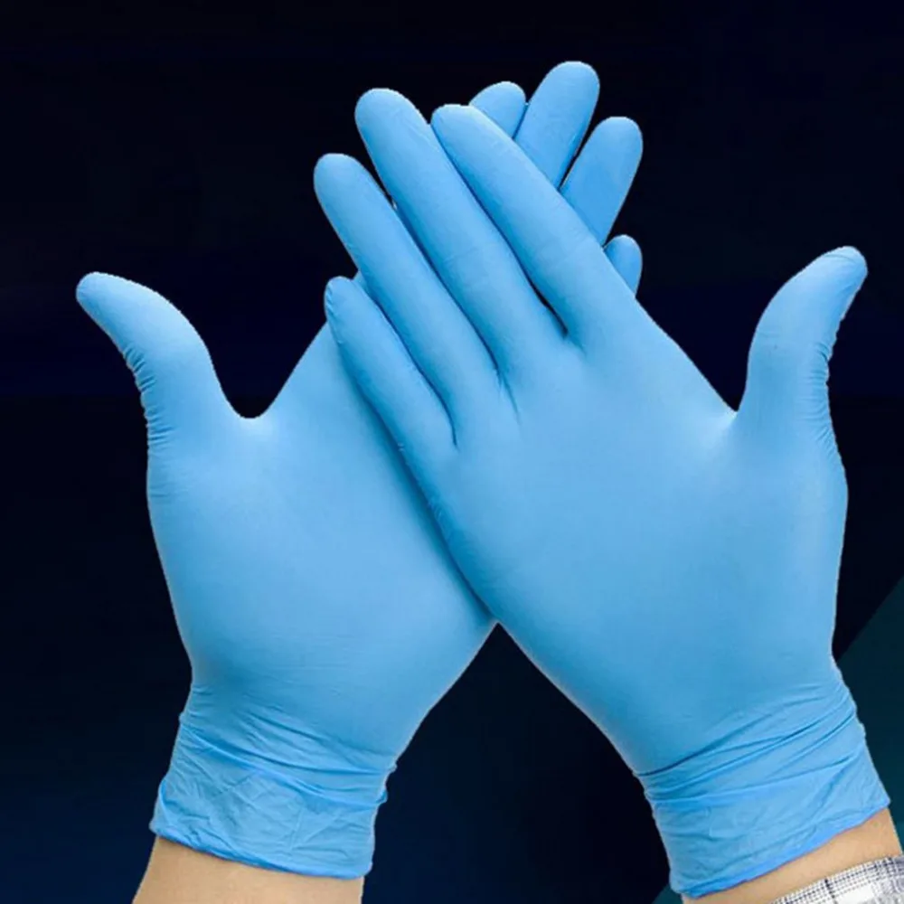Blue latex gloves