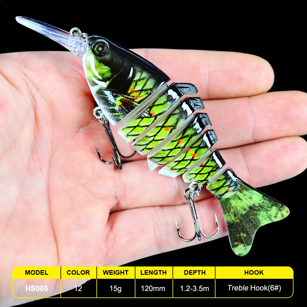 1PC 7 Sections Fishing Lure 11.2cm-4.4"/0.49oz-14g Swimbait Fishing bait 6# Black High Carbon Steel Hook Fishing Tackle
1PC 7 Sections Fishing Lure 11.2cm-4.4"/0.49oz-14g Swimbait Fishing bait 6# Black High Carbon Steel Hook Fishing Tackle