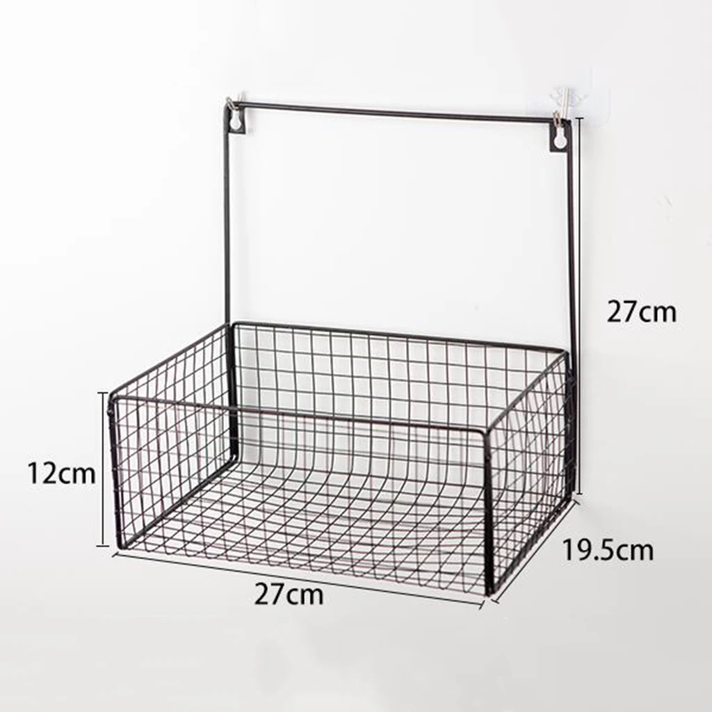 Nordic Iron Wire Hanging Storage Basket Wall Display Storage Box Basket Multifunction Mesh Wire Metal Wall Shelf Storage Holder
