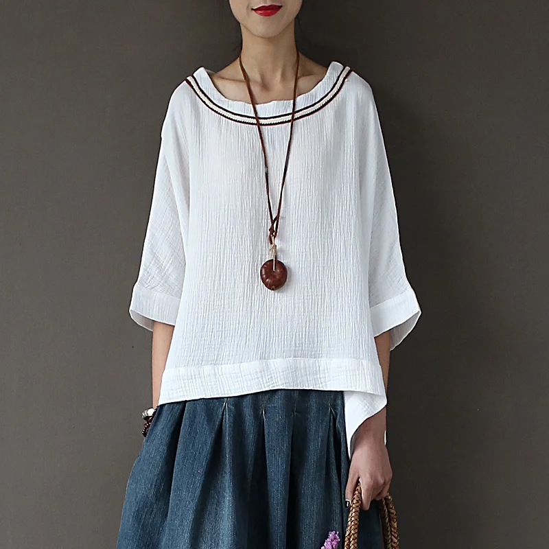 Johnature 2019 Spring New Women Cotton Linen T-Shirt Embroidery Double Cotton Loose Batwing Sleeve O-neck Top White Red T-Shirts
Johnature 2019 Spring New Women Cotton Linen T-Shirt Embroidery Double Cotton Loose Batwing Sleeve O-neck Top White Red T-Shirts