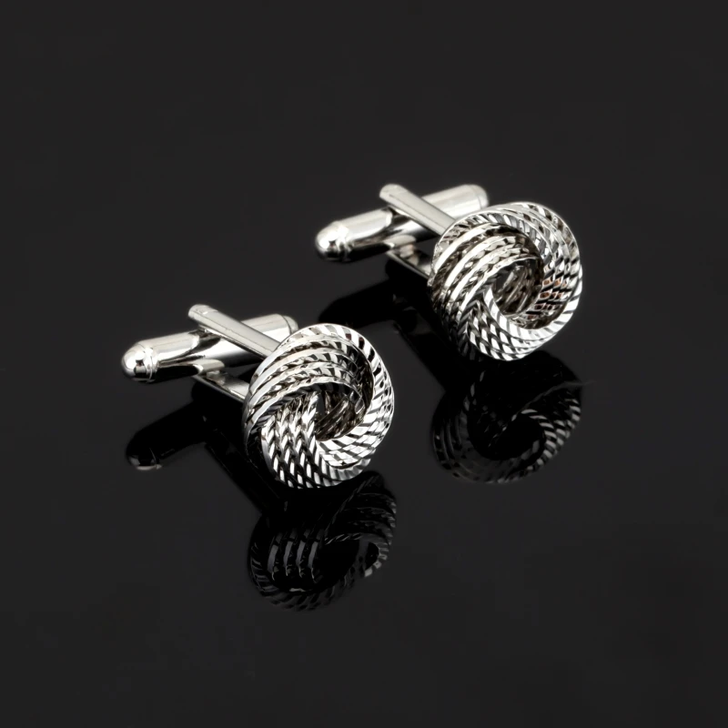 

High quality silvery twist Cufflinks for men fashion knot design top quality copper hotsale cufflinks whoelsale&retail