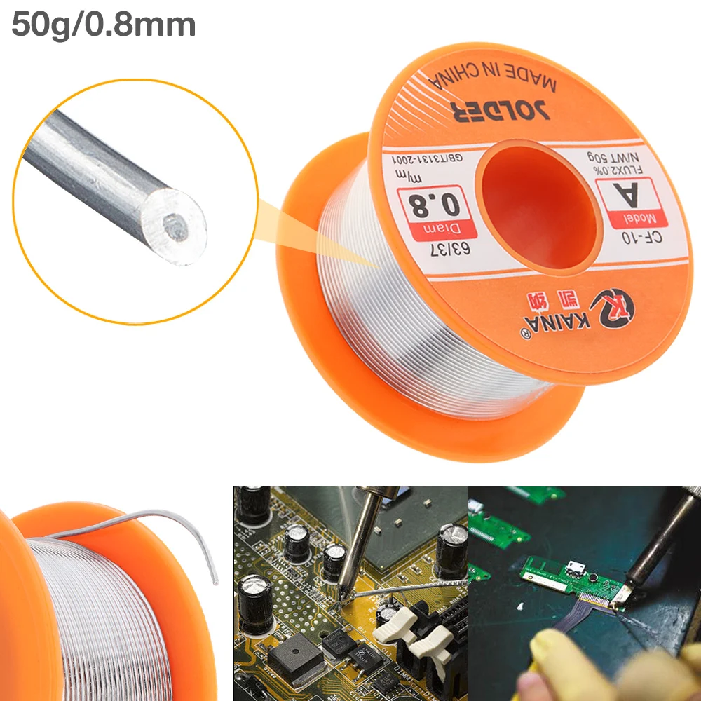 63/37 50g 0.8mm No-clean Rosin Core Solder Tin Wire Reel with 2% Flux and Low Melting Point for Electric Soldering Iron
63/37 50g 0.8mm No-clean Rosin Core Solder Tin Wire Reel with 2% Flux and Low Melting Point for Electric Soldering Iron