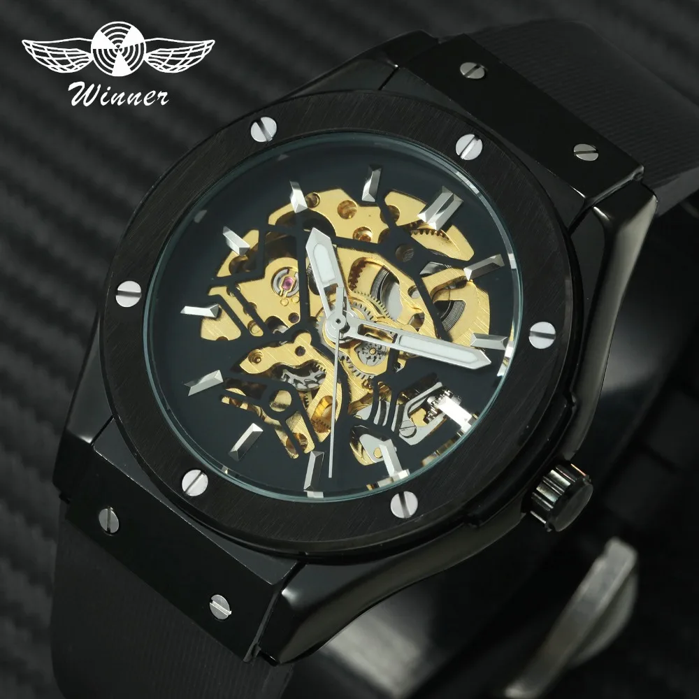 WINNER 2019 Men's Military Wrist Watches Top Brand Luxury Auto Mechanical Watch Mens Silicone Watch Band Fashion Skeleton Clock
WINNER 2019 Men's Military Wrist Watches Top Brand Luxury Auto Mechanical Watch Mens Silicone Watch Band Fashion Skeleton Clock