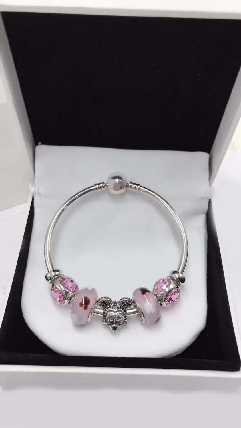 925 Sterling Silver Original 1:1, Stylish Silver Charm Bracelet, Suitable For Female Mikey Mouse Crystal Beads Bracelet Jewelry
925 Sterling Silver Original 1:1, Stylish Silver Charm Bracelet, Suitable For Female Mikey Mouse Crystal Beads Bracelet Jewelry