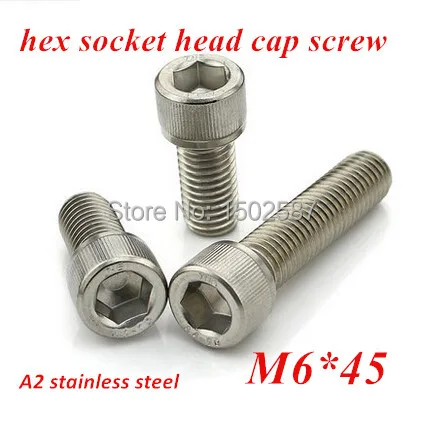 50pcs DIN912 M6*45 Hexagon Socket Hex Head Screw A2 Stainless Steel 304 m6x45 Allen Cylinder screws Machine screw | Обустройство дома