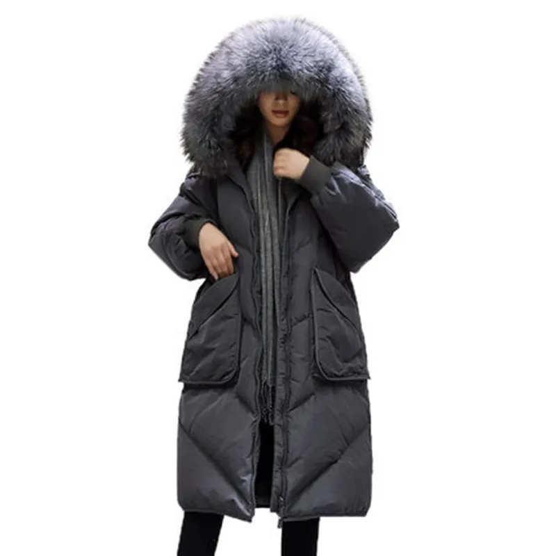 2019 Winter New Down Jacket Fashion Thickening Women's Winter Jackets Large Size Women's Down Jacket Big Fur Collar Coat Female (2)