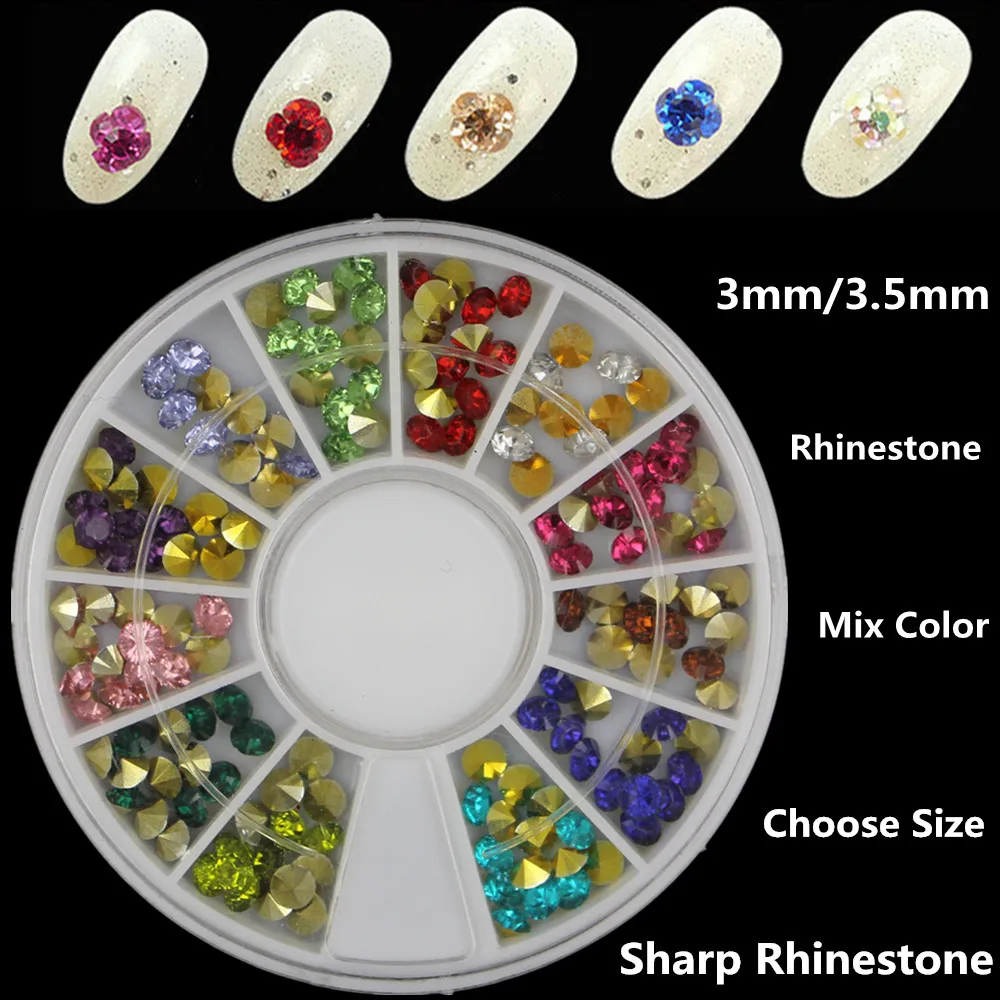 Image Rhinestone Nail Decoration Super Deal Shiny Glass Rhinestones Crystal For 3D Nail Art Decoration Wheel Strass Stone 3mm 3.5mm