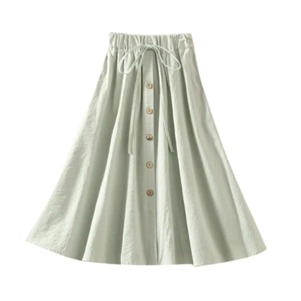 2019 New Women Elastic High Lace Waist Wild Loose Solid Button Leisure Flax Skirt Linen Loose Skater High Waist Pocket Skirt
2019 New Women Elastic High Lace Waist Wild Loose Solid Button Leisure Flax Skirt Linen Loose Skater High Waist Pocket Skirt