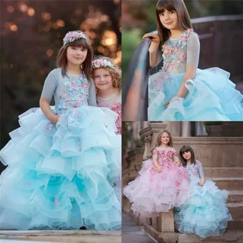Glitz Tiered Flower Girl Dress For Wedding with 3D Floral Appliques Beading Sheer Neck Tulle Girls Pageant Gowns New Arrivals
Glitz Tiered Flower Girl Dress For Wedding with 3D Floral Appliques Beading Sheer Neck Tulle Girls Pageant Gowns New Arrivals