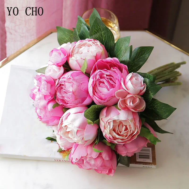YO CHO 10 Heads Silk Artificial Peony Flower Pink Rose Bride White Big Peony Hand Bouquets Wedding Home Party Decor Fake Flowers
YO CHO 10 Heads Silk Artificial Peony Flower Pink Rose Bride White Big Peony Hand Bouquets Wedding Home Party Decor Fake Flowers