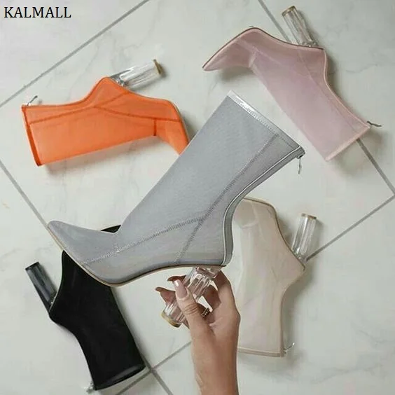 KALMALL Transparent Mesh Women Short Boots Kim Kardashian Style Ankle Boots Pointed Toe Clear Block High Heels Women Boots
KALMALL Transparent Mesh Women Short Boots Kim Kardashian Style Ankle Boots Pointed Toe Clear Block High Heels Women Boots