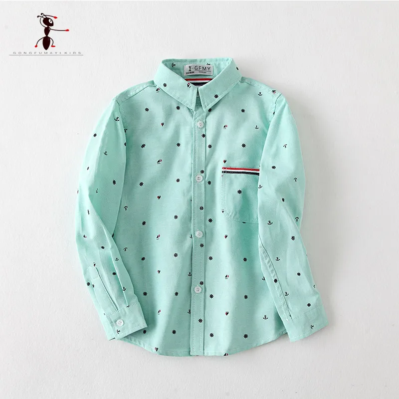 

Kung Fu Ant 2018 Autumn Casual Boys Shirts Full Sleeve Dot Kids Clothes Fashion School Uniforms Blouse Turn-down Collar Baby Top