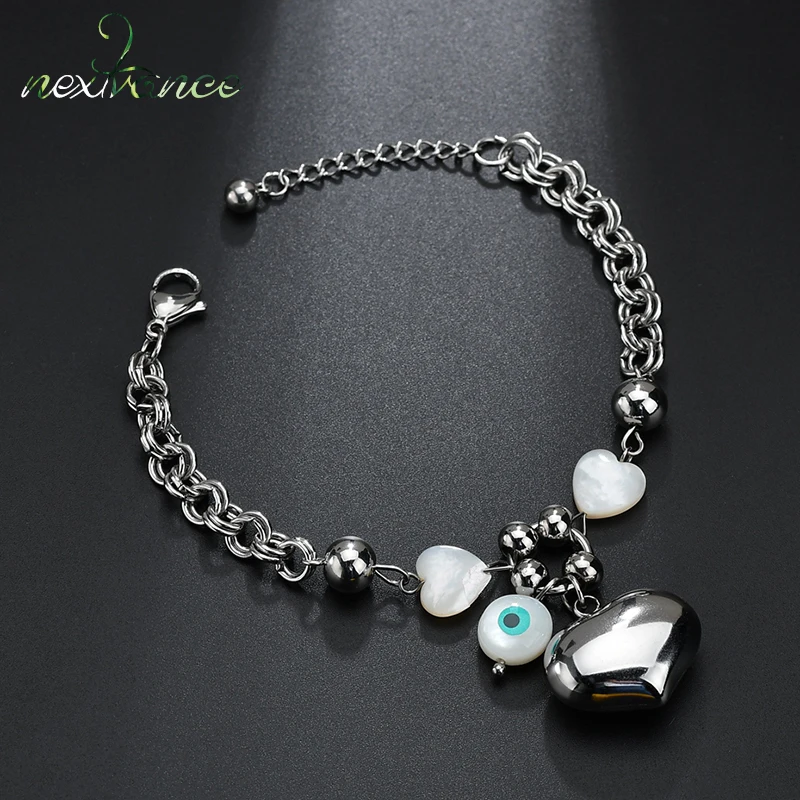 Nextvance Stainless Steel Big Heart Pendant Bracelet Double Layer Imitation Pearl Evil Eye Chain Bracelets For Women Girl Gift
Nextvance Stainless Steel Big Heart Pendant Bracelet Double Layer Imitation Pearl Evil Eye Chain Bracelets For Women Girl Gift
