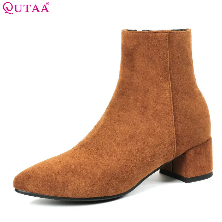 QUTAA 2020 Women Ankle Boots Flock Winter Boots Women Shoes Zipper Pointed Toe Square High Heel Elegant Women Boots Size 34-43
QUTAA 2020 Women Ankle Boots Flock Winter Boots Women Shoes Zipper Pointed Toe Square High Heel Elegant Women Boots Size 34-43