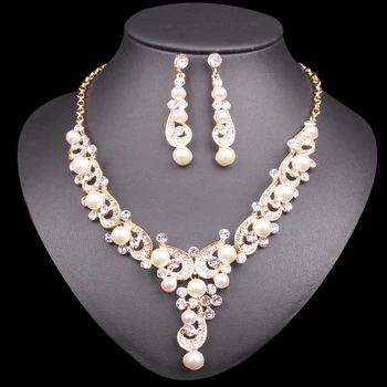 Fashion Bridal Jewelry Sets For Women Wedding Party Costume Silver Color Rhineston Imitation Pearl Necklace & Earrings Jewellery
Fashion Bridal Jewelry Sets For Women Wedding Party Costume Silver Color Rhineston Imitation Pearl Necklace & Earrings Jewellery