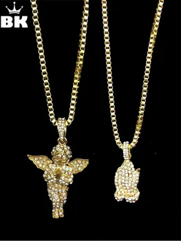 Gold Tone Iced Out Necklace Set Micro Angel Pendant &Prayer Hands Pendants Necklace Set with 24" Box Chain Necklace Bling Bling
Gold Tone Iced Out Necklace Set Micro Angel Pendant &Prayer Hands Pendants Necklace Set with 24" Box Chain Necklace Bling Bling