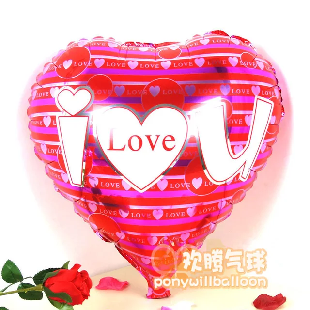 i love u heart shape balloon filled helium gas using party&