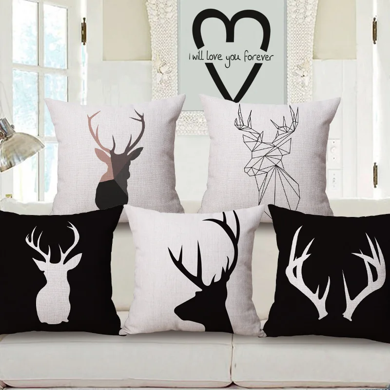 Decorative Pillow Case Cover Black And White(beige) Animals Deer Elephant Cushion Cover For Sofa Home Capa De Almofadas 45x45cm
Decorative Pillow Case Cover Black And White(beige) Animals Deer Elephant Cushion Cover For Sofa Home Capa De Almofadas 45x45cm