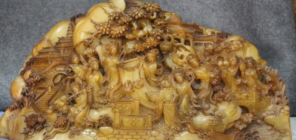 18" Chinese Shoushan Stone Palace Belle Beauty Girl Landscape Scenery Pure Hand 
18" Chinese Shoushan Stone Palace Belle Beauty Girl Landscape Scenery Pure Hand