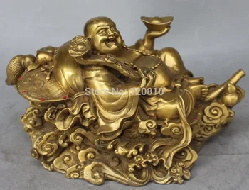 10"China Bronze Wealth Copper Money Seat Happy Laugh Maitreya Buddha Ruyi Statue
10"China Bronze Wealth Copper Money Seat Happy Laugh Maitreya Buddha Ruyi Statue