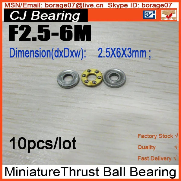 F2.5-6M 10pcs/lot Axial Ball mini Thrust ball Bearing 2.5 x 6 x 3 mm