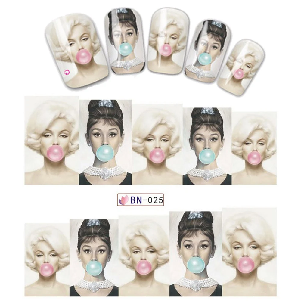 1Sheet Hot Sale Beauty Woman Marilyn Monroe & Audrey Hepburn DIY Water Decal Transfer Slider Nail Art Sticker Decoration JIBN025
1Sheet Hot Sale Beauty Woman Marilyn Monroe & Audrey Hepburn DIY Water Decal Transfer Slider Nail Art Sticker Decoration JIBN025