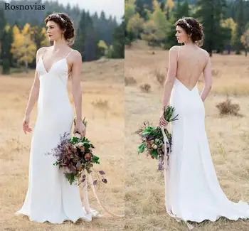 Country Boho Mermaid Wedding Dresses 2019 V Neck Backless Sweep Train Modest Garden Beach Stain Beach Bridal Cheap
Country Boho Mermaid Wedding Dresses 2019 V Neck Backless Sweep Train Modest Garden Beach Stain Beach Bridal Cheap