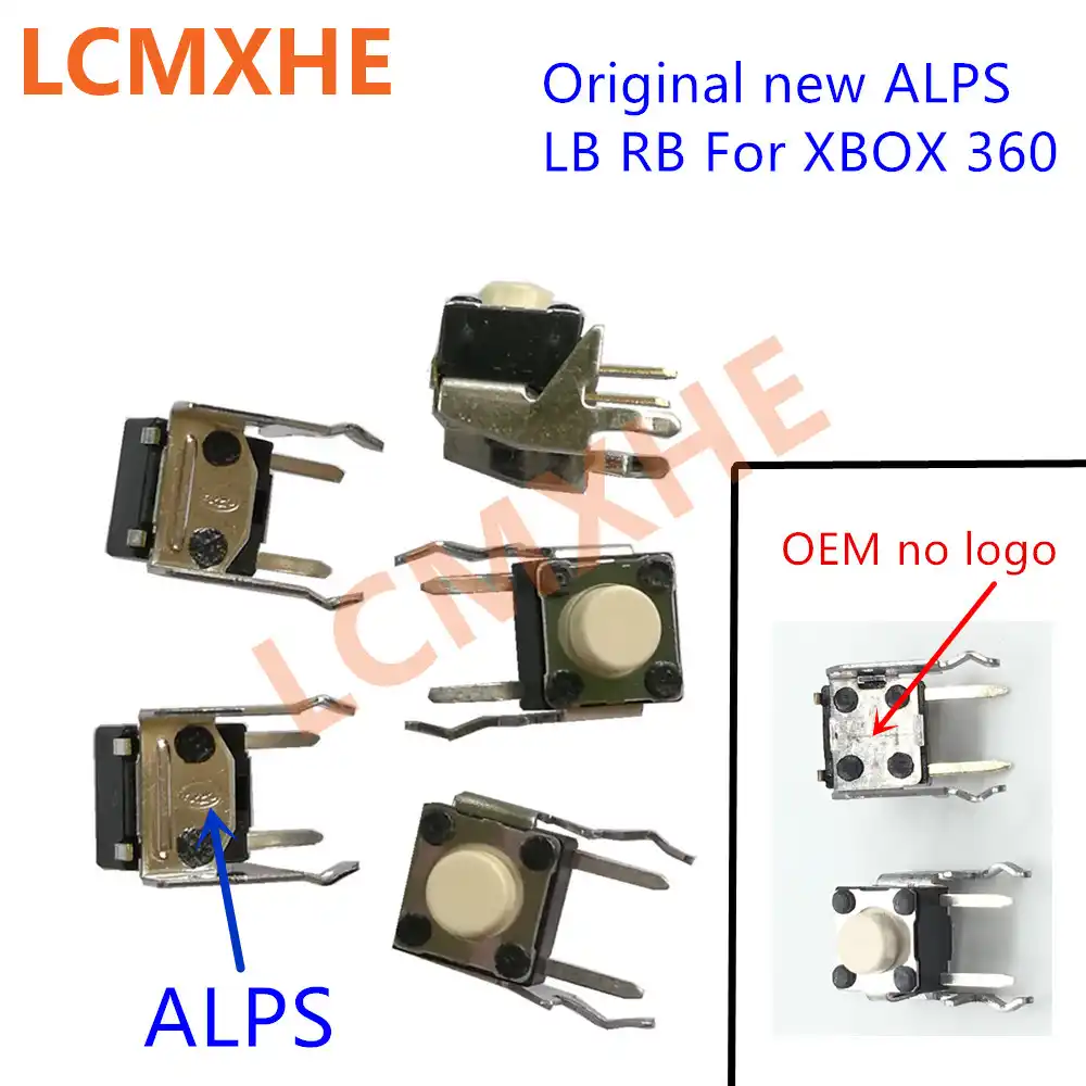 100 قطعة الأصلي جديد Alps الأبيض Lb Rb أزرار ل Xbox 360 ذراع تحكم أكس بوكس واحد Rb Lb الوفير التبديل المقود إصلاح استبدال Replacement Parts Accessories Gooum