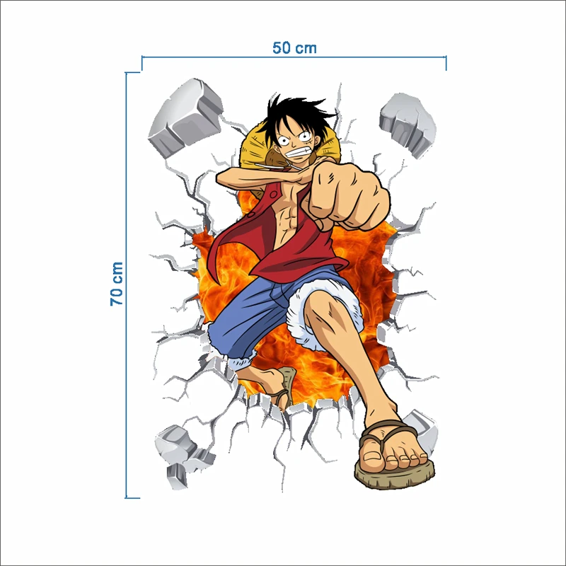 Monkey D Luffy 3d Broken Hole Wall Sticker Diy One Piece Mural Art