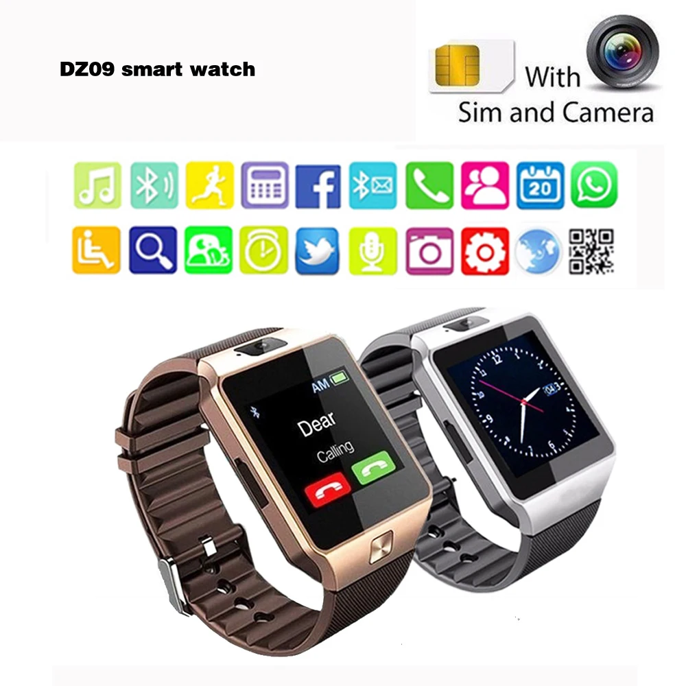DZ09 Смарт-часы с камерой Bluetooth наручные часы спортивные носимые устройства SIM TF