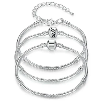 BAMOER 5 Style Silver Color LOVE Snake Chain