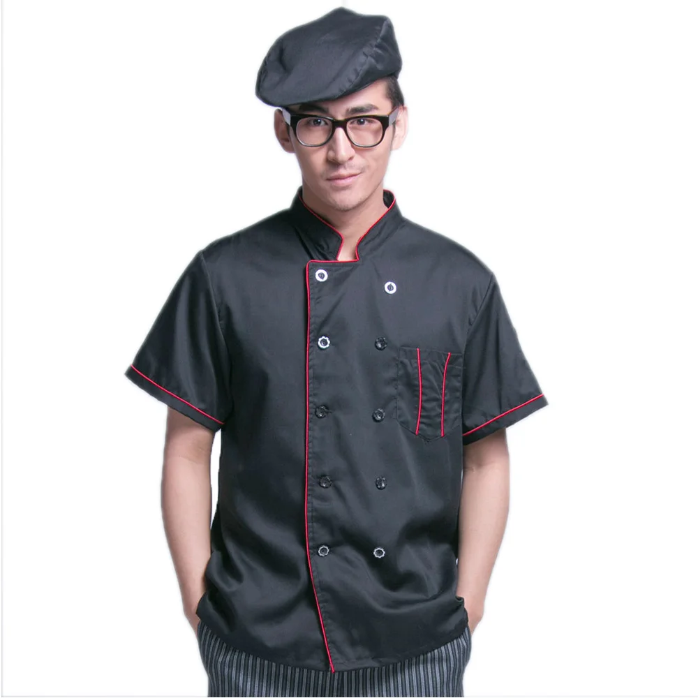 New Kitchen Black Chef Jacket Uniforms Short Sleeve Hotel Cook Clothes Food Services Frock Coats Work Wear Chef Uniform
New Kitchen Black Chef Jacket Uniforms Short Sleeve Hotel Cook Clothes Food Services Frock Coats Work Wear Chef Uniform