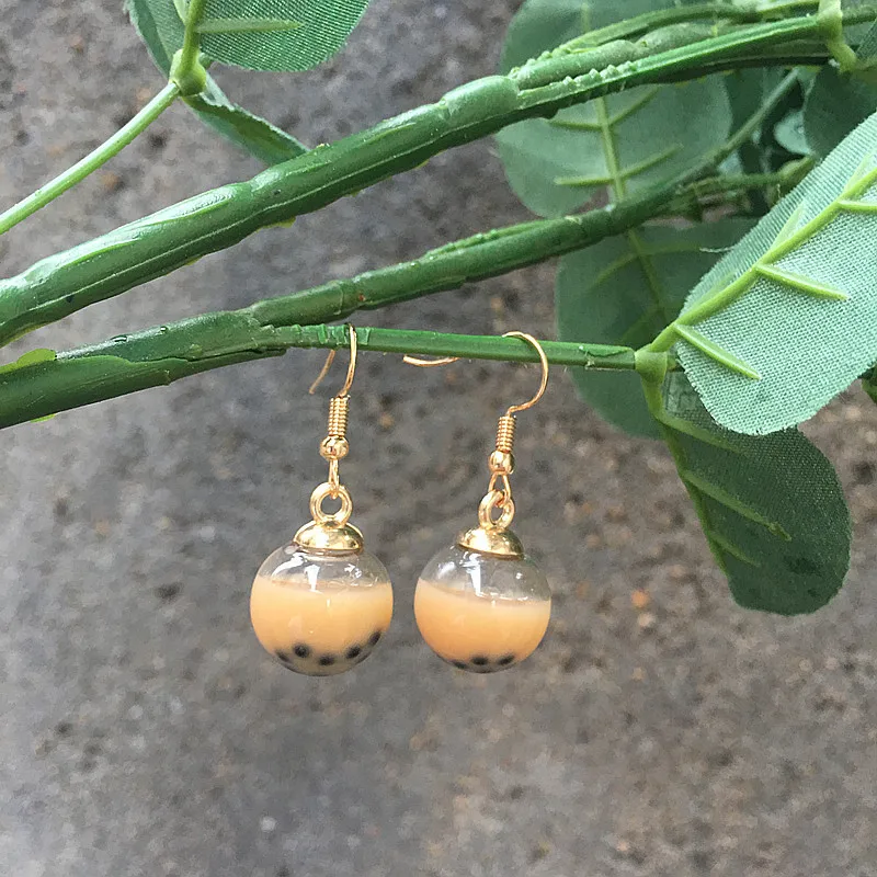 Cute Handmade Bubble Tea Drop Earrings Personality Glass Ball Milk Tea Dangle Earrings for Woman Girl Funny Unique Jewelry Gift
Cute Handmade Bubble Tea Drop Earrings Personality Glass Ball Milk Tea Dangle Earrings for Woman Girl Funny Unique Jewelry Gift