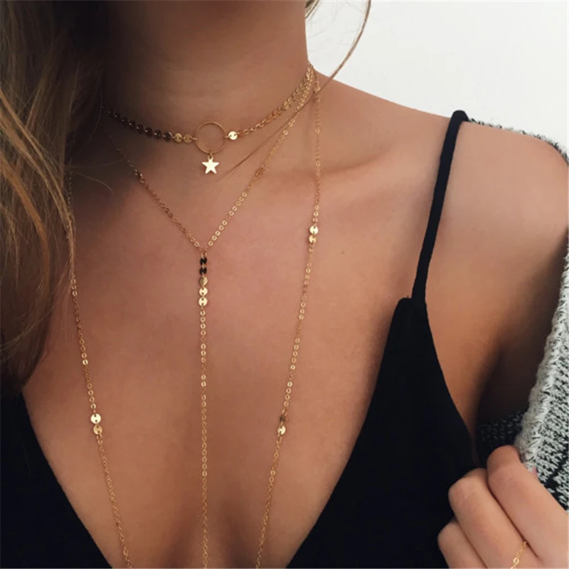 Sequin Necklaces Double Layers Chain Pendant Long Jewelry Star Fashion Tassel Pendant Necklace Imitation Pearl Statement Collier
Sequin Necklaces Double Layers Chain Pendant Long Jewelry Star Fashion Tassel Pendant Necklace Imitation Pearl Statement Collier