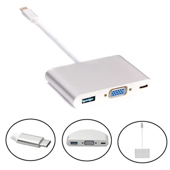 USB 3.1 Hub Type-C to VGA/USB3.0/Type C Adapter - silver
USB 3.1 Hub Type-C to VGA/USB3.0/Type C Adapter - silver